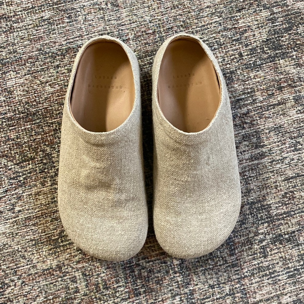 Lauren Manoogian slides. Size 38. Canvas natural color.